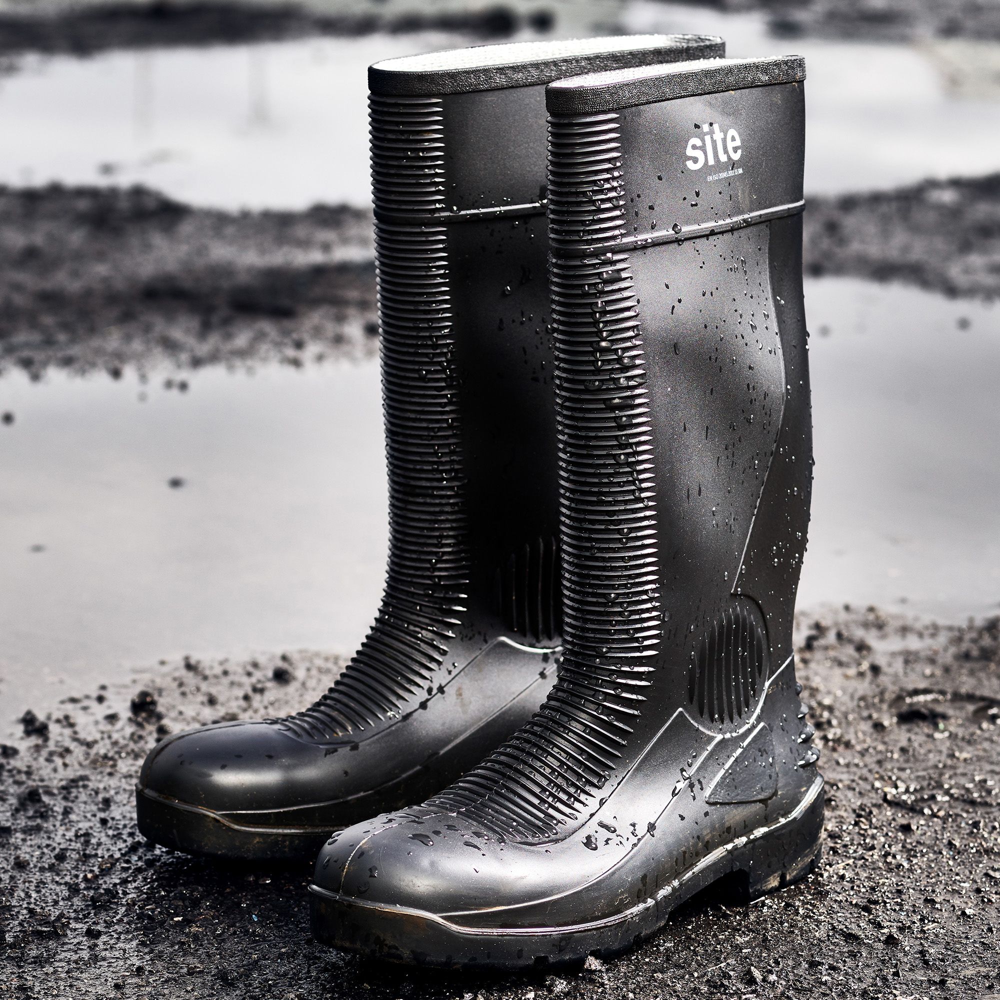 SiteTrenchBlackSafety wellington boots, Size10