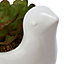 Skandi White Broom & accessory holder in Faux succulent