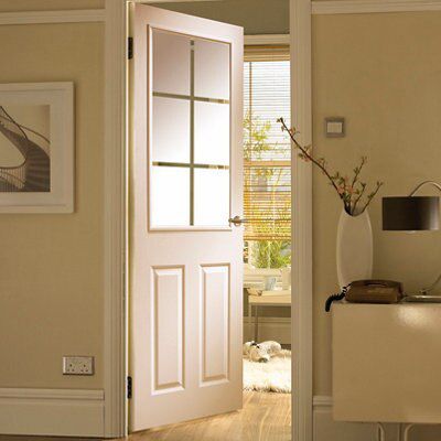 SKIP18C 6 PANEL PAINTED GLZD DOOR 2040X7