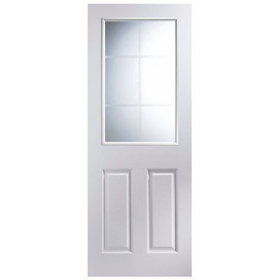 SKIP18C 6 PANEL PAINTED GLZD DOOR 2040X7