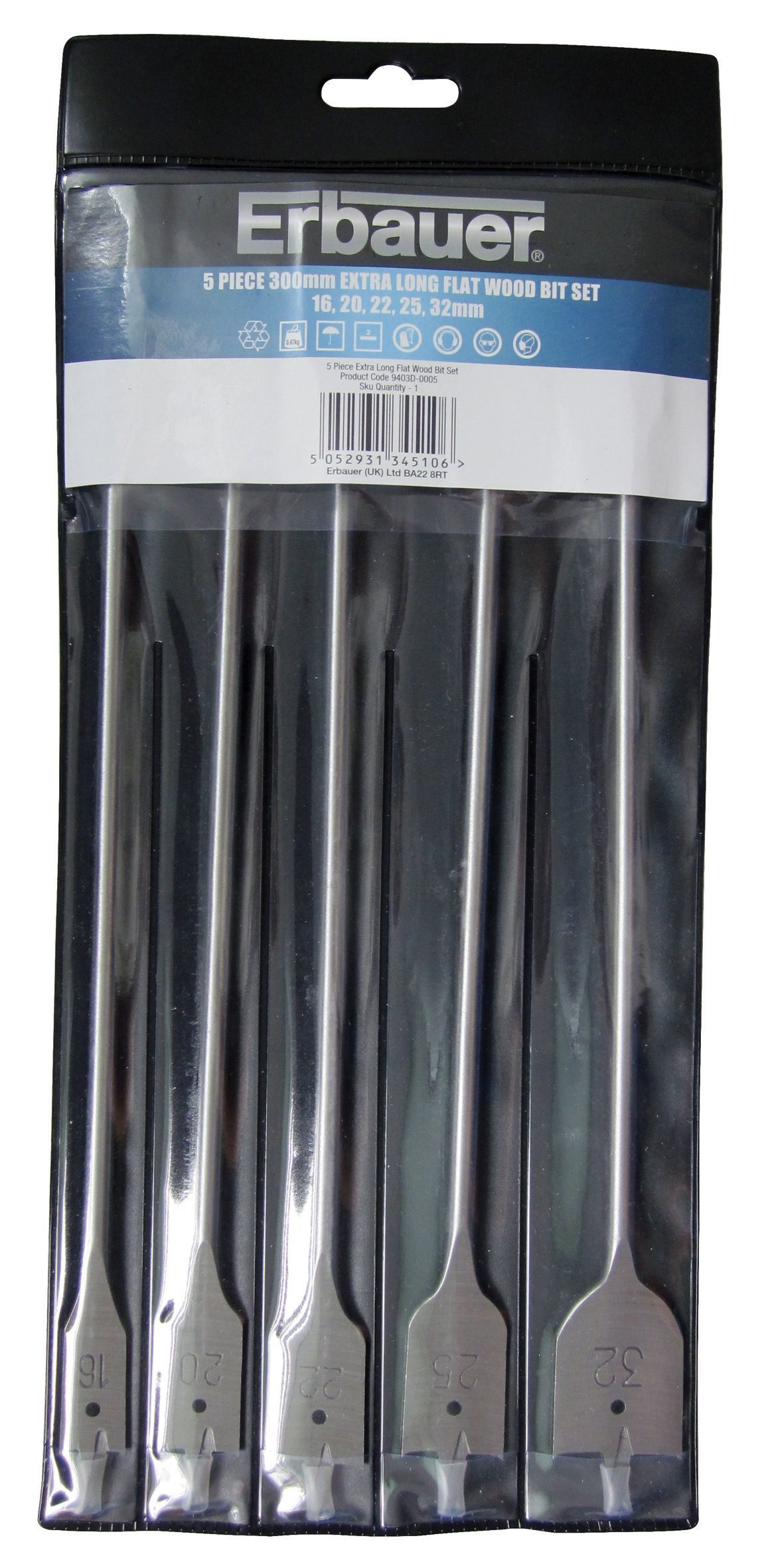 SKIP19A -ERBAUER EXT LNG FLT WOD BIT SET