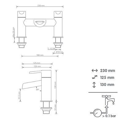 SKIP19C C&L BAMBOO 2TH BATH MIXER
