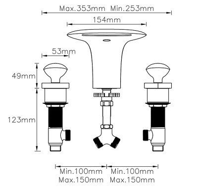 SKIP19C C&L PEBBLE 3TH BATH MIXER