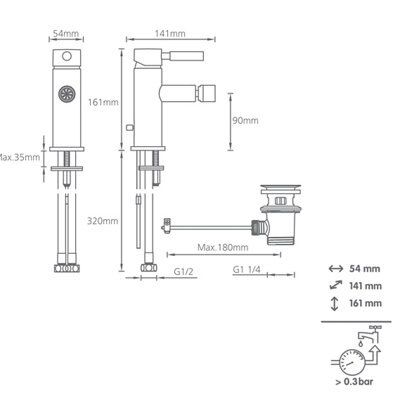 SKIP20A C&L CIRQUE BIDET MIXER CHROME EF