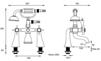 SKIP20A C&L CLASSIC 2TH BATH SHOWER MIXE
