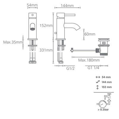 SKIP20A C&L MINIMA BASIN MIXER SINGLE LE