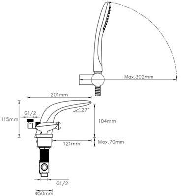 SKIP20A C&L PEBBLE 3TH BATH SHOWER MIXER