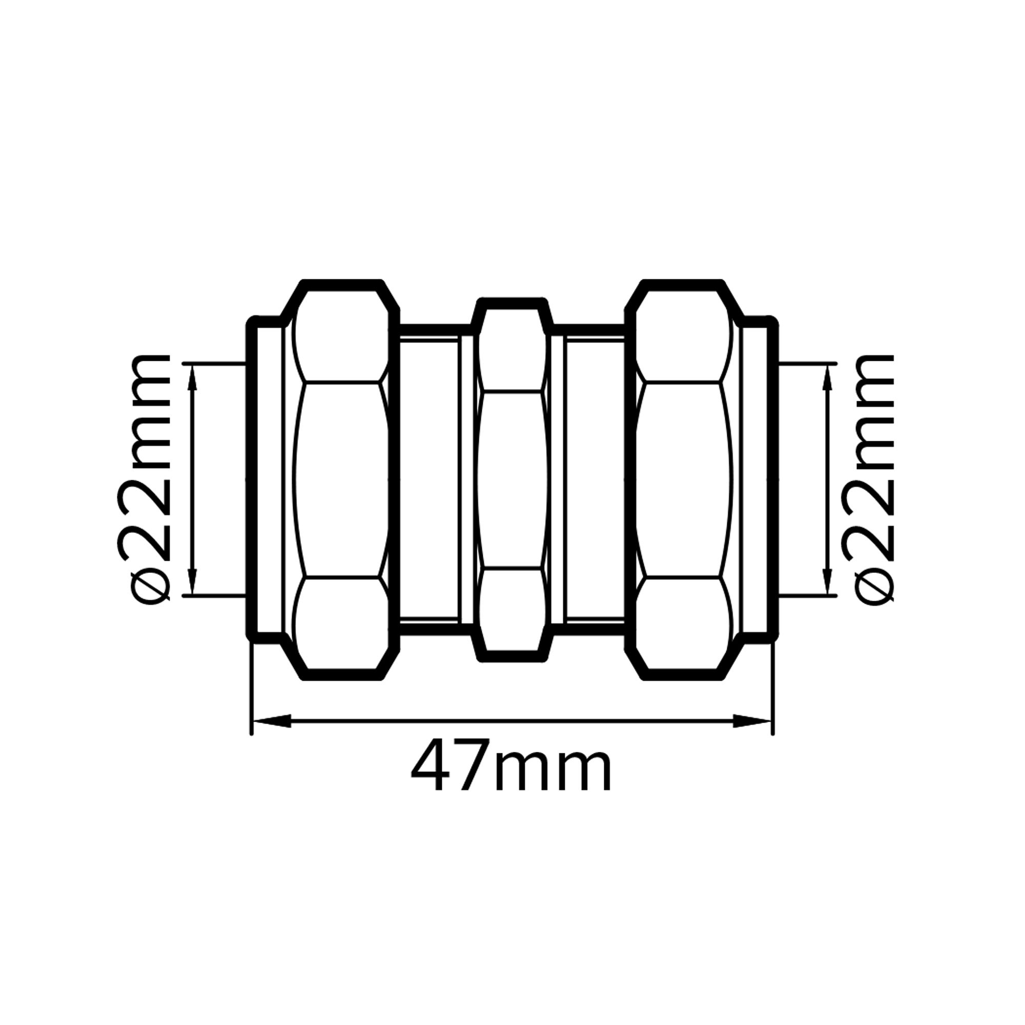 SKIP20A CHROME STRAIGHT COUPLING 22MM
