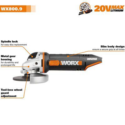 SKIP20A WORX 20V MAX LI ANGLE GRINDER-BA