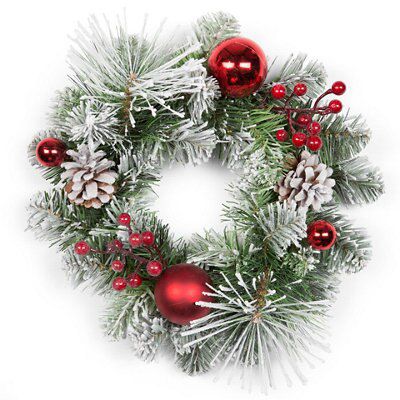 SKIP20D 14 INCH FLOCKED WREATH