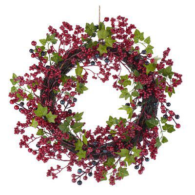 SKIP20D 50CM RED BERRY IVY WREATH