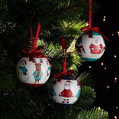 SKIP20D 75MM DECOUPAGE BAUBLE SANTA ELF