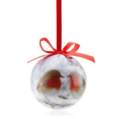 SKIP20D 75MM ROBIN DECOUPAGE BAUBLE