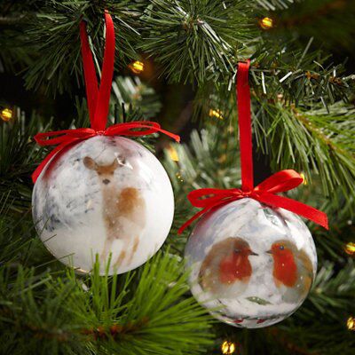SKIP20D 75MM ROBIN DECOUPAGE BAUBLE