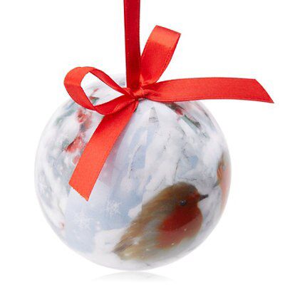 SKIP20D 75MM ROBIN DECOUPAGE BAUBLE