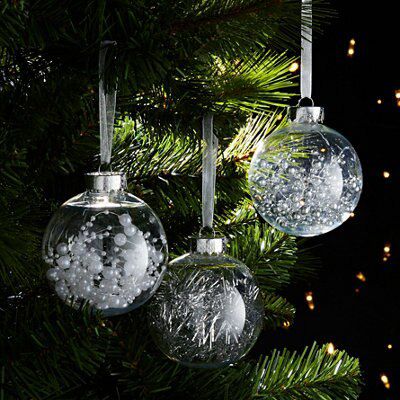 SKIP20D 80MM CLEAR BAUBLE PEARL FILLING