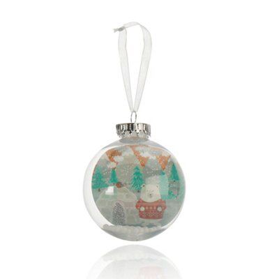 SKIP20D 80MM CLEAR BAUBLE POLAR BEAR IGL