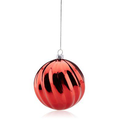 SKIP20D 80MM SHINY WAVE BAUBLE RED