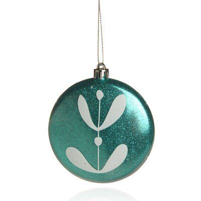 SKIP20D FLAT BAUBLE WITH MISTLETOE PATTE