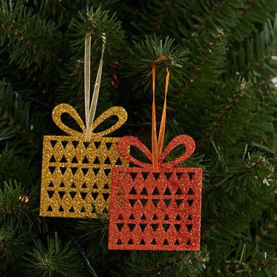 SKIP20D GLITTERED PARCEL DECORATION RED