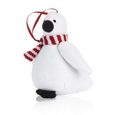 SKIP20D KNITTED PENGUIN DECORATION WHITE