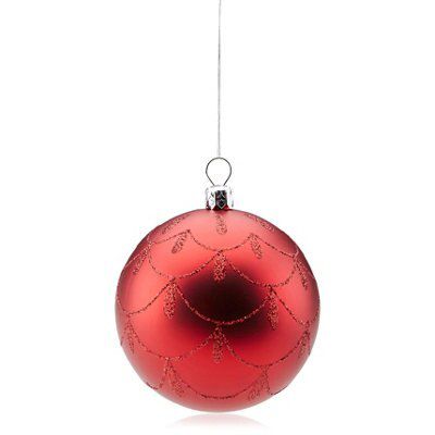 SKIP20D MATT BAUBLE WITH SCALLOPS RED