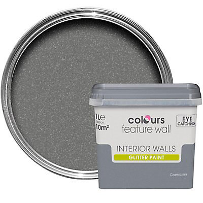 Skip20pp Colours Feature Wall Glitter P Diy At B Q - Silver Grey Glitter Paint For Walls
