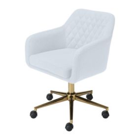 Skyber Light grey Linen effect Office chair (H)875mm (W)610mm (D)600mm