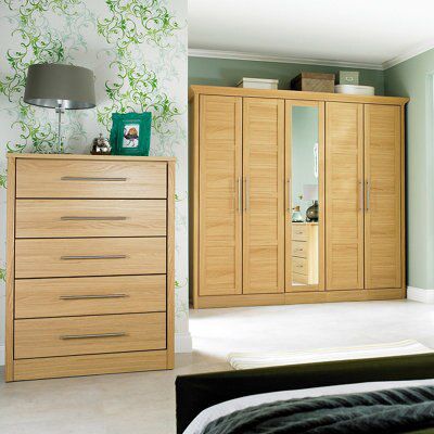 Skye Oak effect Triple Wardrobe (H)1932mm (W)1360mm (D)558mm