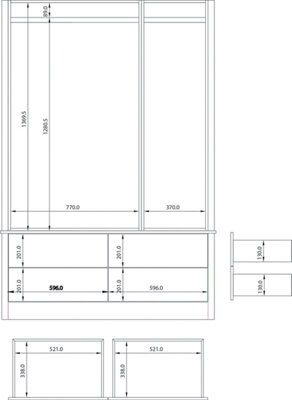 Skye Oak effect Triple Wardrobe (H)1932mm (W)1360mm (D)558mm