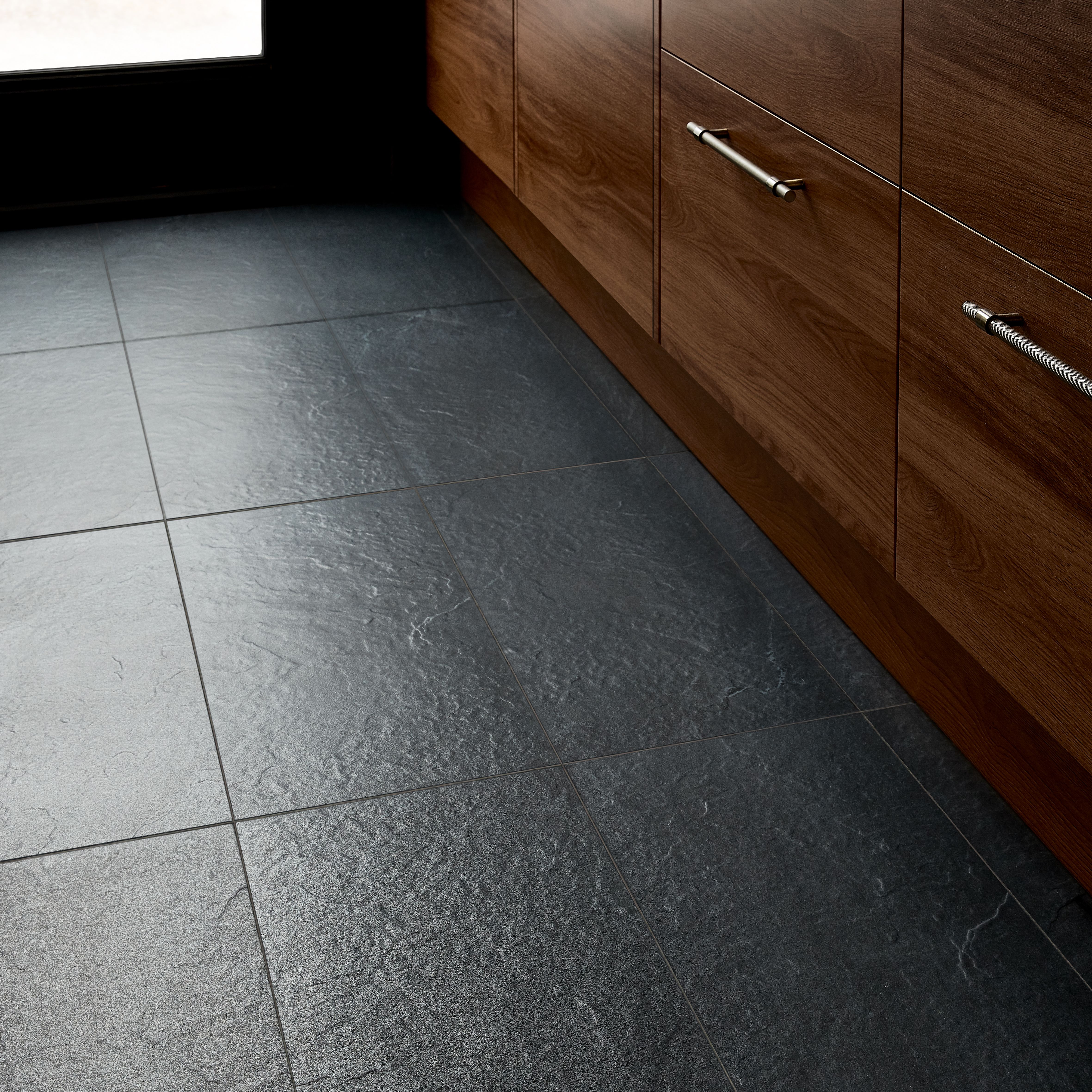 Slate Anthracite Matt Flat Stone effect Porcelain Wall & floor Tile Sample - 5