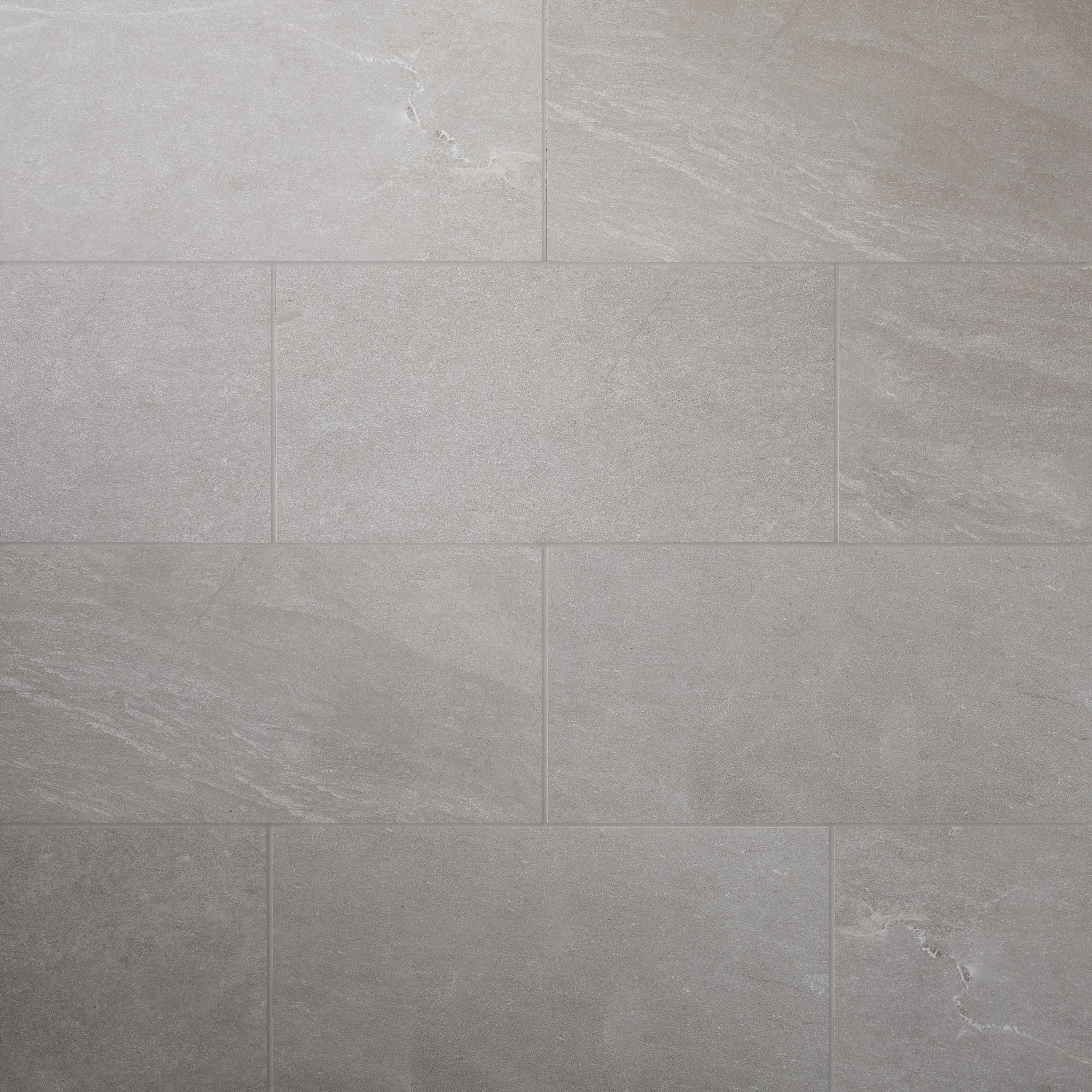Slate Light grey Matt Flat Stone effect Porcelain Wall & floor Tile Sample - 3
