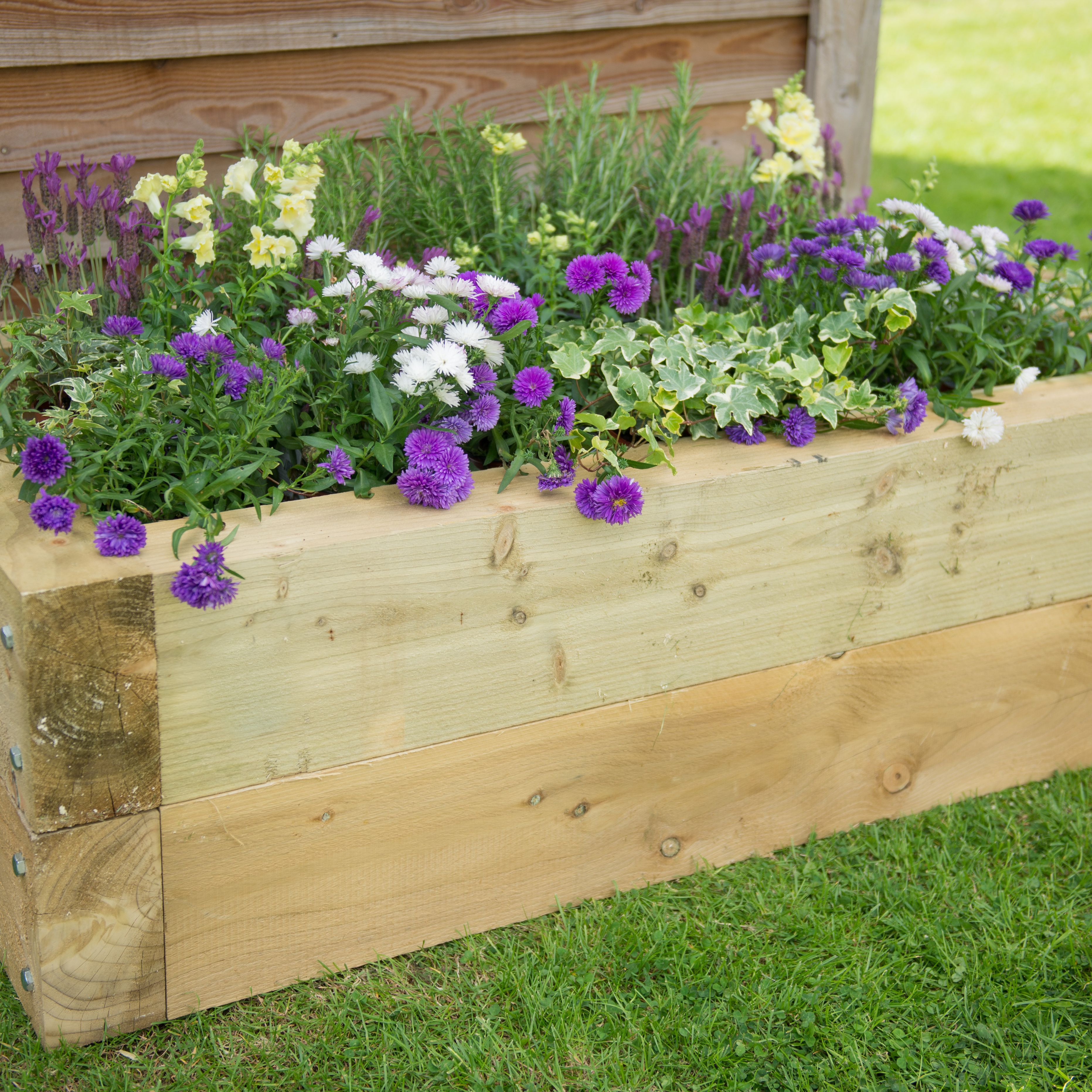 Sleeper Wooden Rectangular Planter 130cm | DIY at B&Q