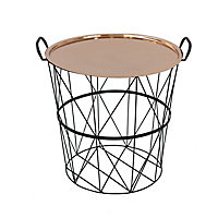 Slemcka Contemporary Antique copper effect Steel Log basket (H)360mm (D)400mm