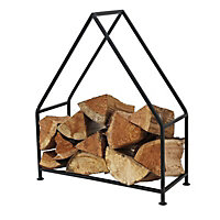 Slemcka Contemporary Black Steel Log basket (H)610mm (D)90mm
