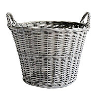 Slemcka Contemporary Grey Wicker Log basket (D)450mm