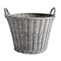 Slemcka Contemporary Grey Wicker Log basket (D)450mm
