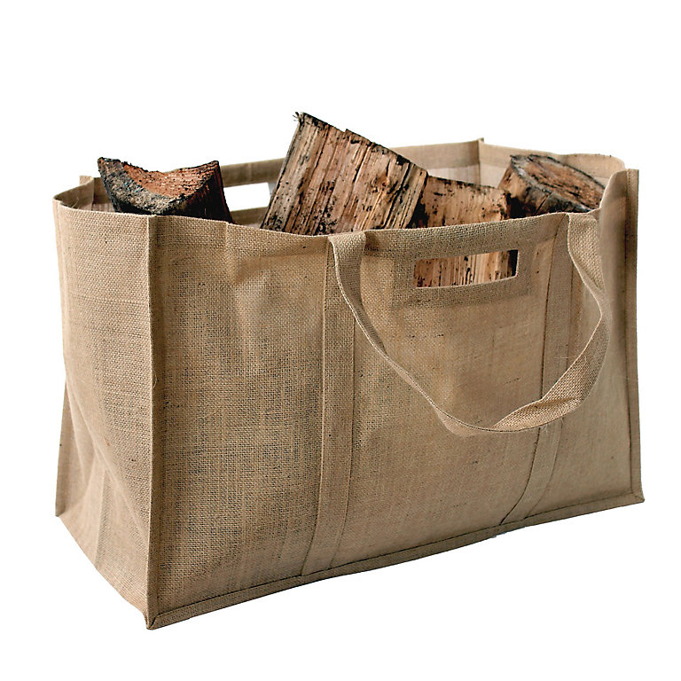 50kg Capacity Log Bag Firewood Storage Natural Jute Waterproof Kindling Basket 