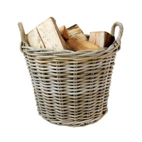 Slemcka Mansion Contemporary Natural Wicker Log basket (H)380mm (D)400mm