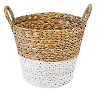 Slemcka Natural & white Water hyacinth Storage basket (H)36cm (W)35cm