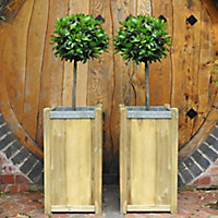 Slender Wooden Rectangular Planter 40cm, Pack of 2