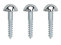 Slotted Flat countersunk Silver Mirror screw (L)32mm, Pack of 4