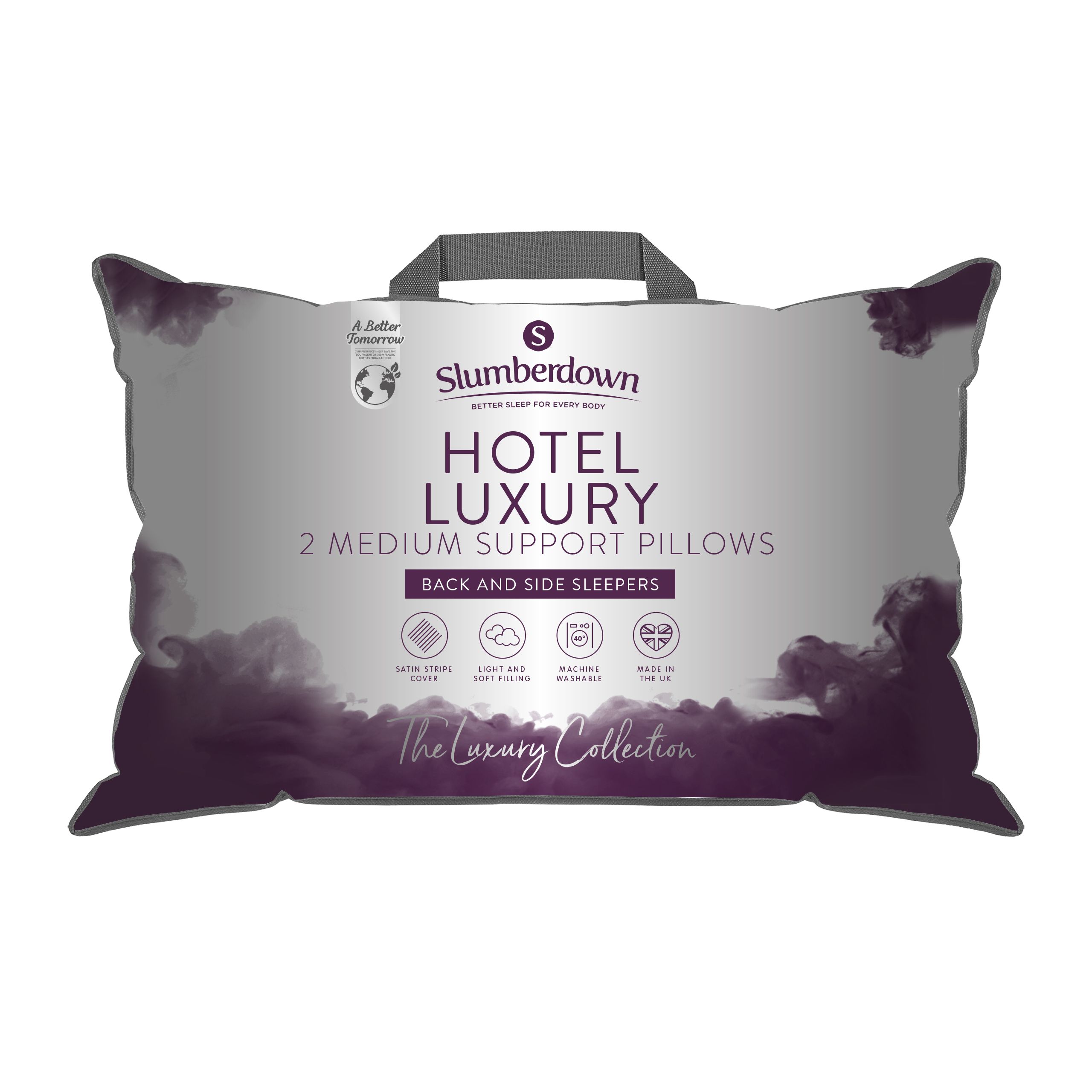 Slumberdown Hotel Lux Medium Pillow, Pair of 2