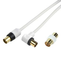 SLX Angled White Gold-plated Coaxial cable, 1.5m