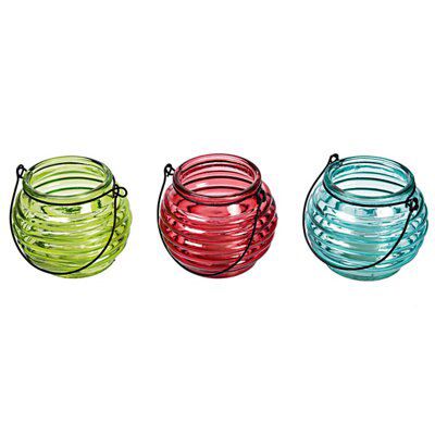 Small Assorted Garden Glass & wax Tea light holder