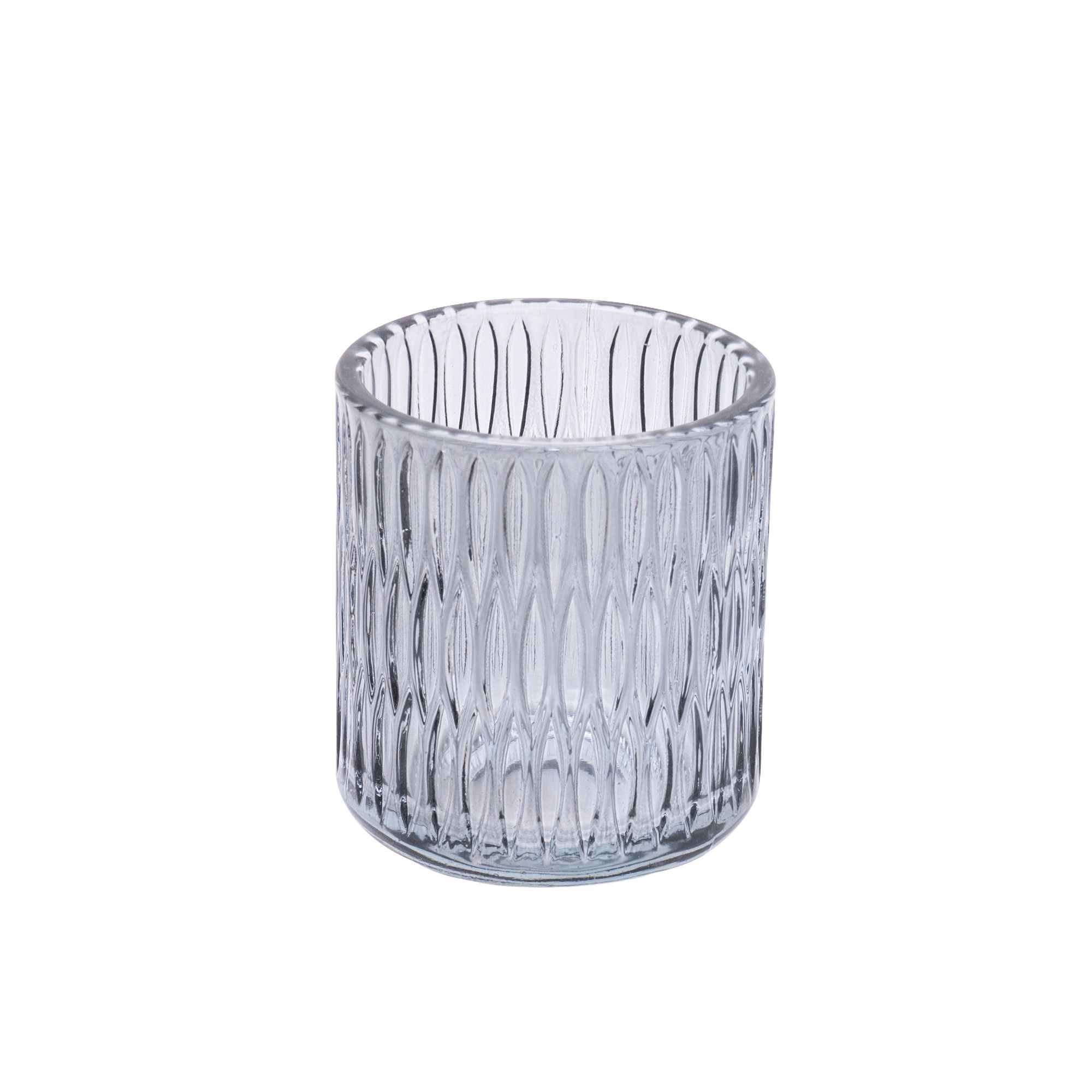 Small Grey Dashes Glass Tea light holder