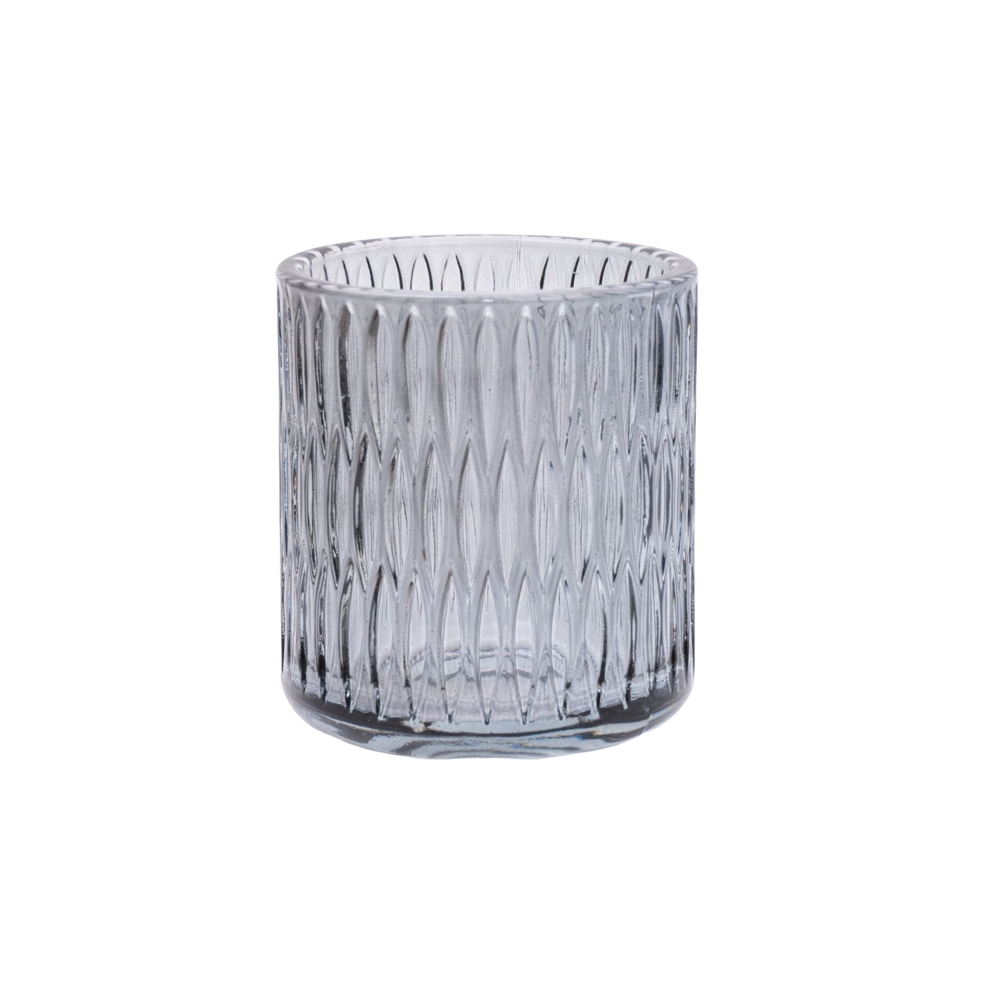 Small Grey Dashes Glass Tea light holder