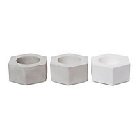 Small Grey & white Plaster Candle holder, Pack of 3