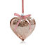 Small Heart Glass Hanging ornament, Pink