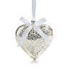 Small Heart Glass Hanging ornament, Silver effect